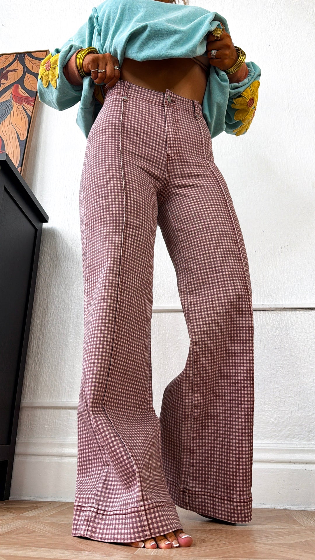 Twill Pintuck Straight Leg Pant, Brown/Cream