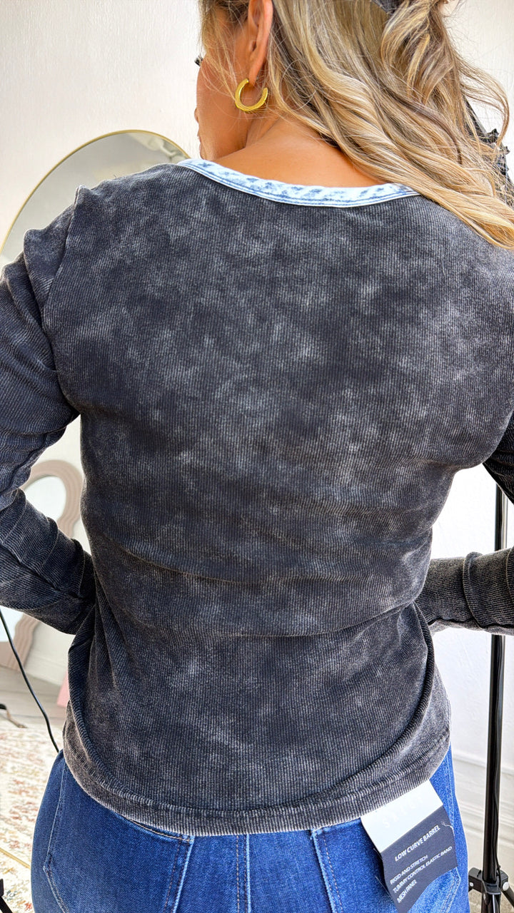 Washed Edge Long Sleeve, Washed Black