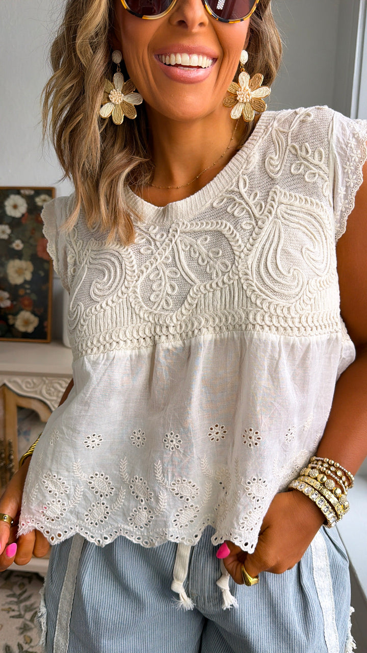 Spring Latte Textured Top, Natural