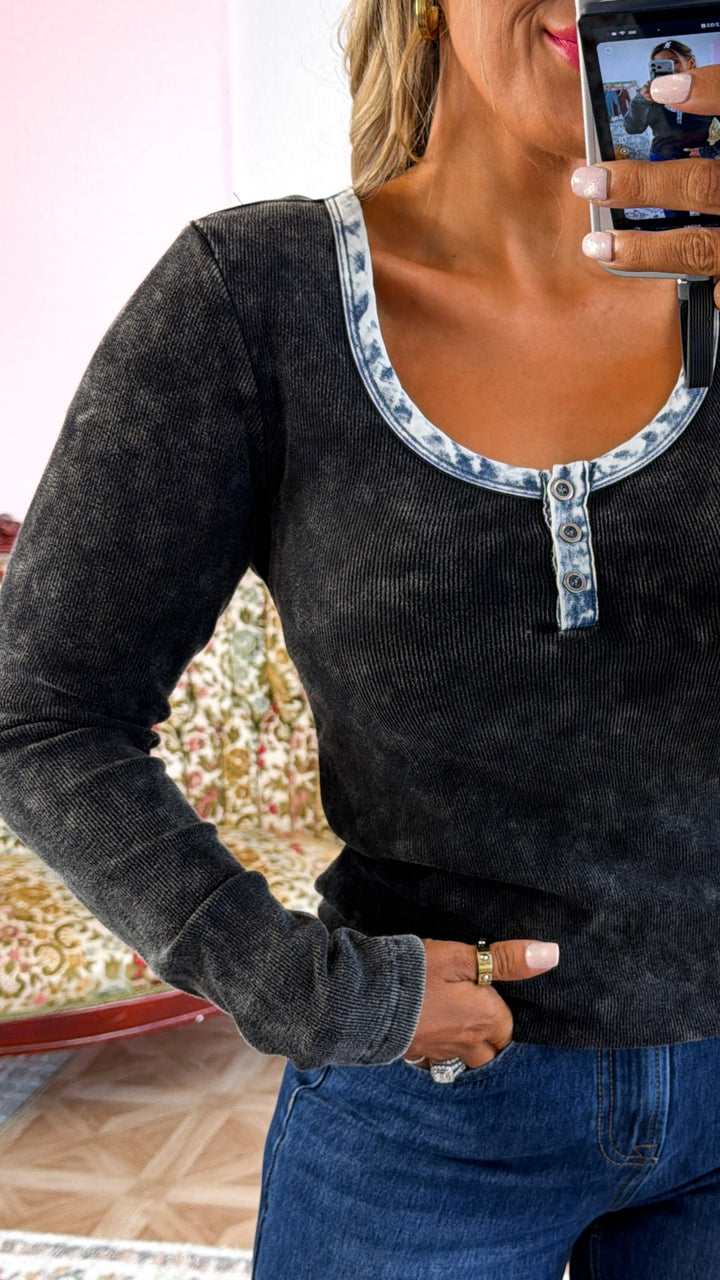 Washed Edge Long Sleeve, Washed Black
