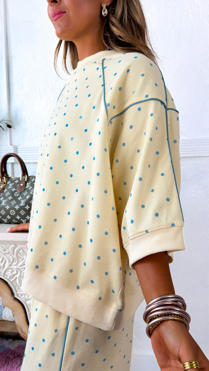 Mini Dot Top, Butter Yellow/ Lt. Blue