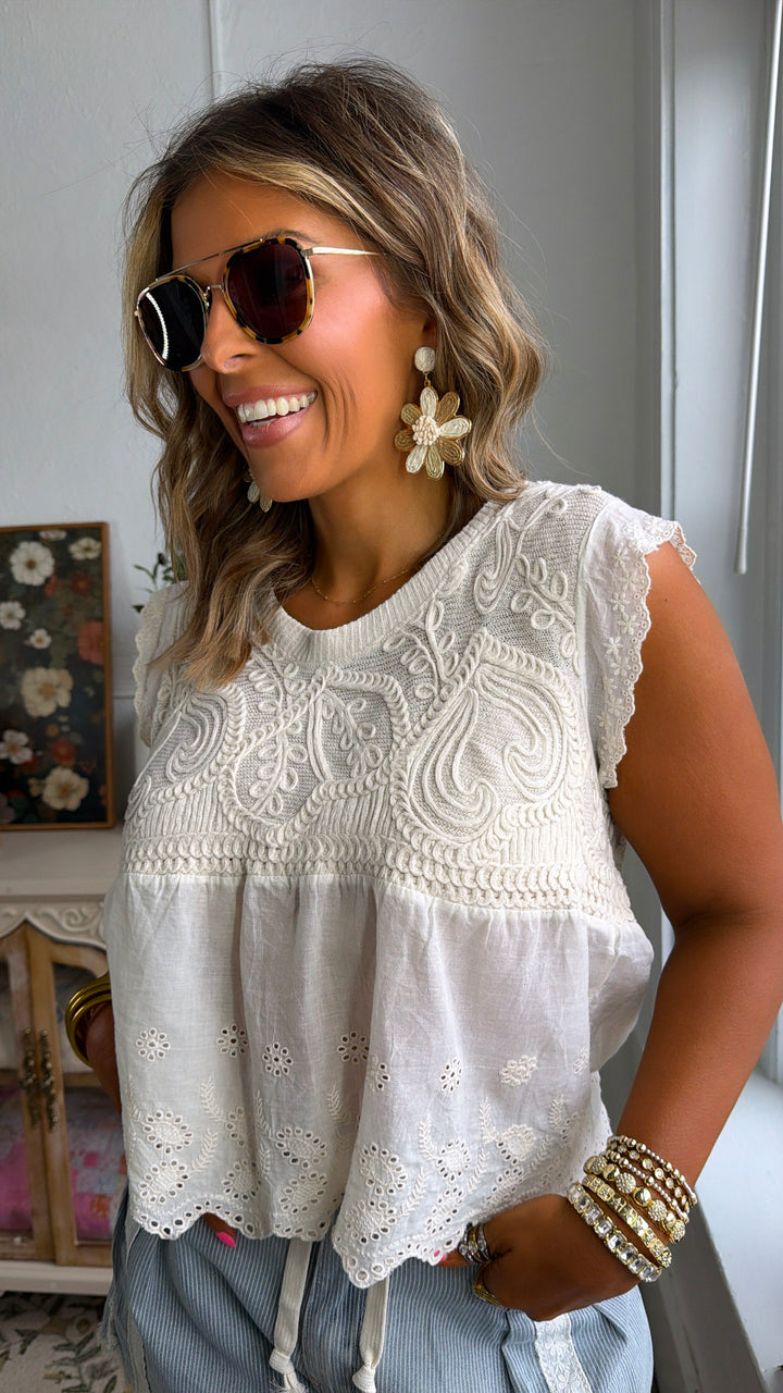 Spring Latte Textured Top, Natural