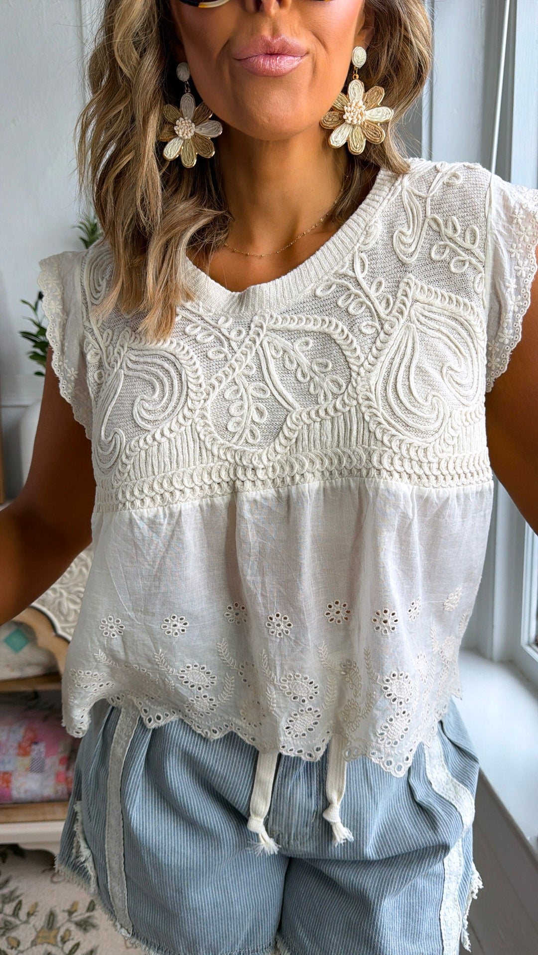 Spring Latte Textured Top, Natural