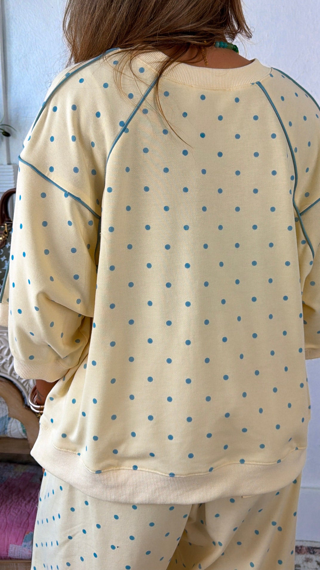 Mini Dot Top, Butter Yellow/ Lt. Blue