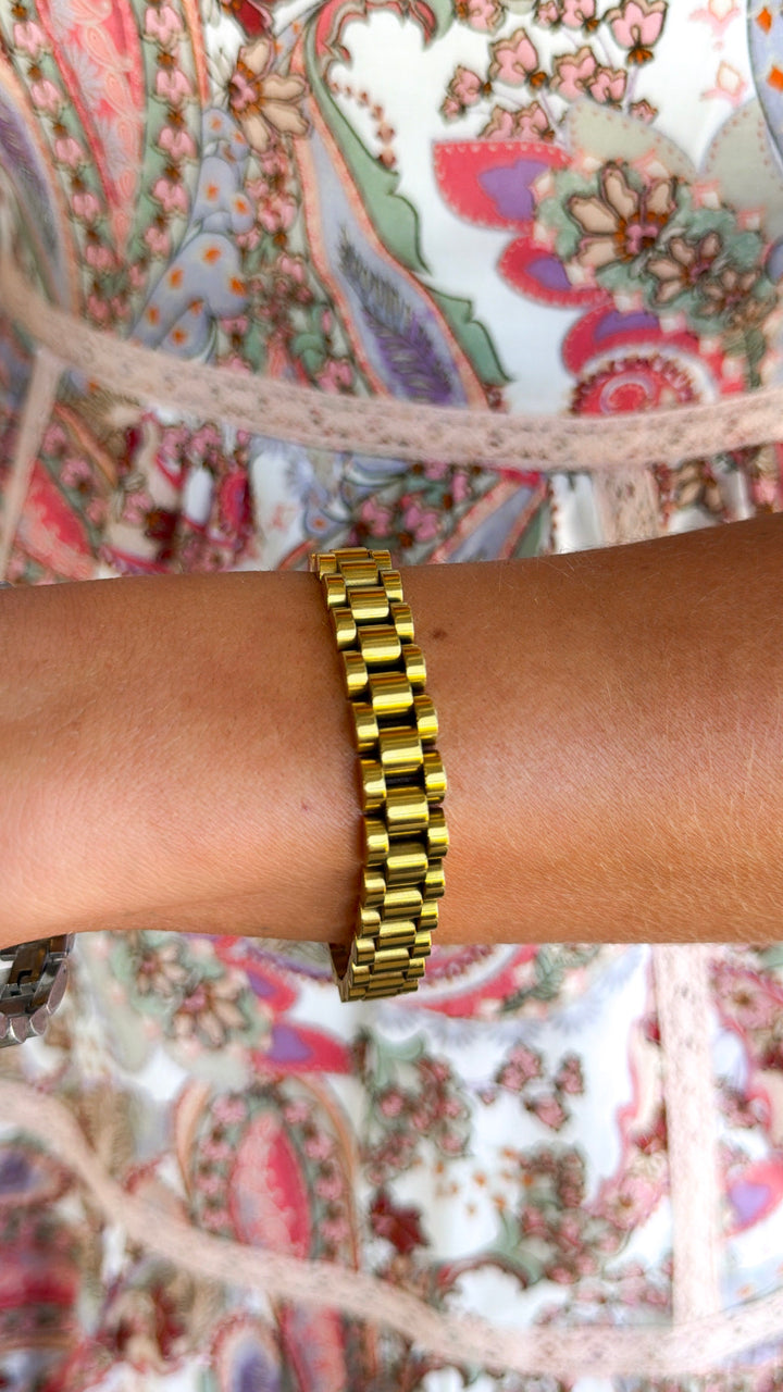 Thin Watch Band Bracelet, Gold
