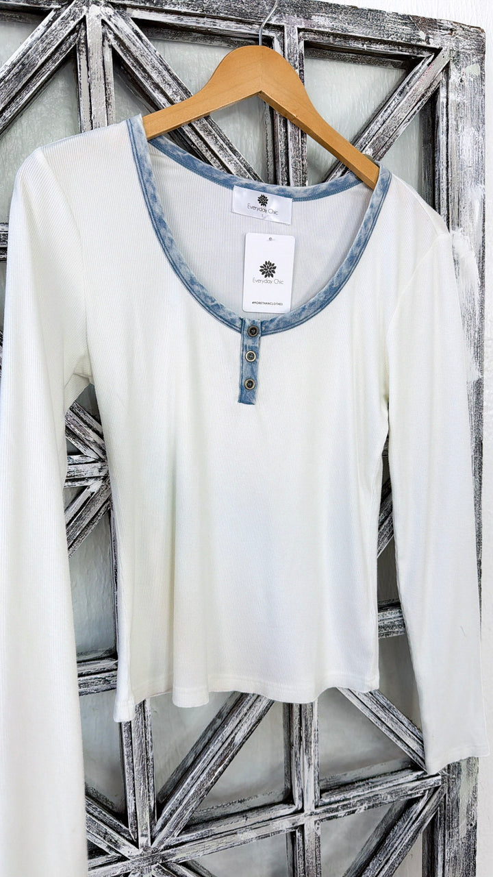 Washed Edge Long Sleeve, Vintage White