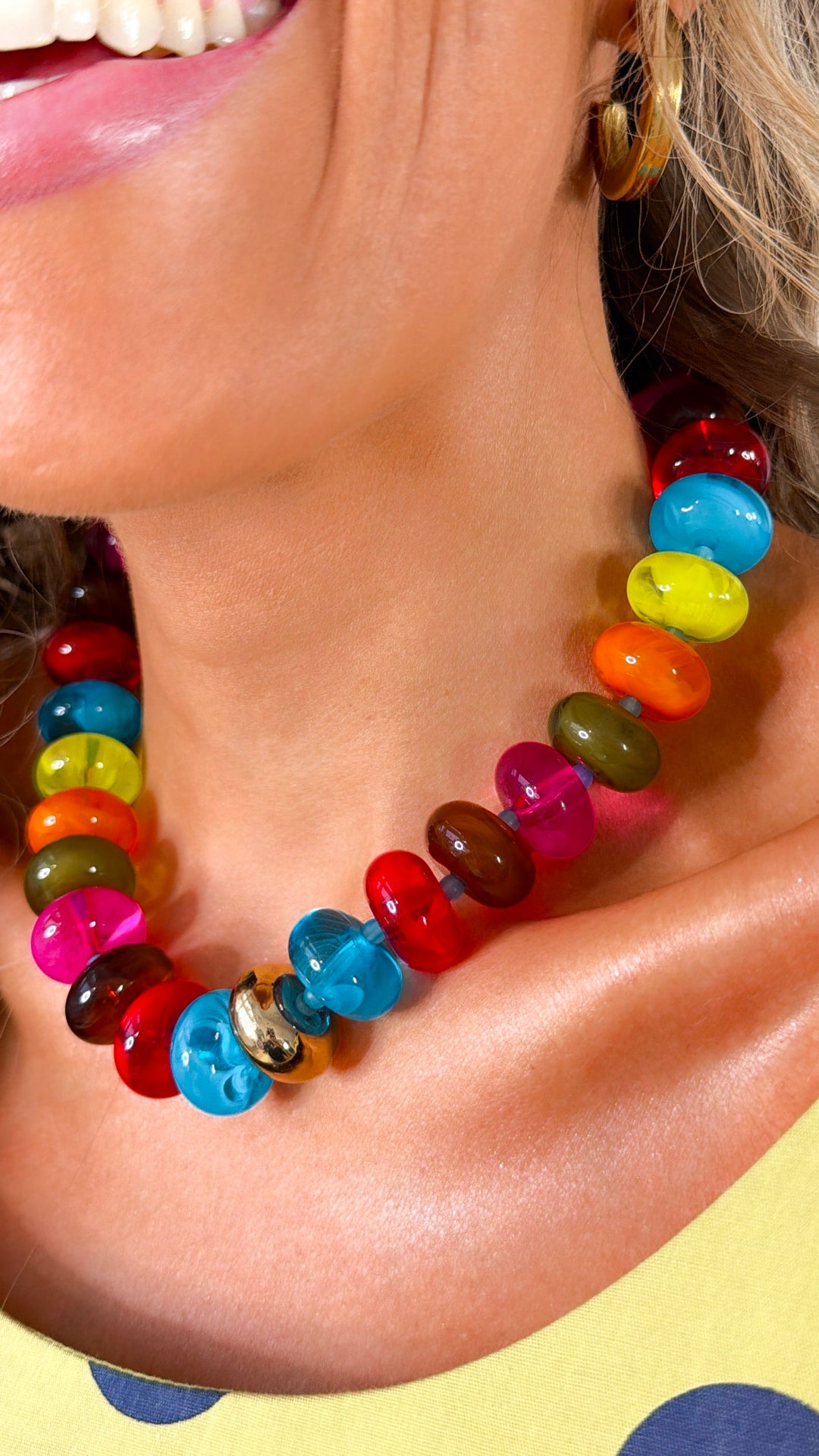 Sugar Beads Multi Necklace, Red Multi