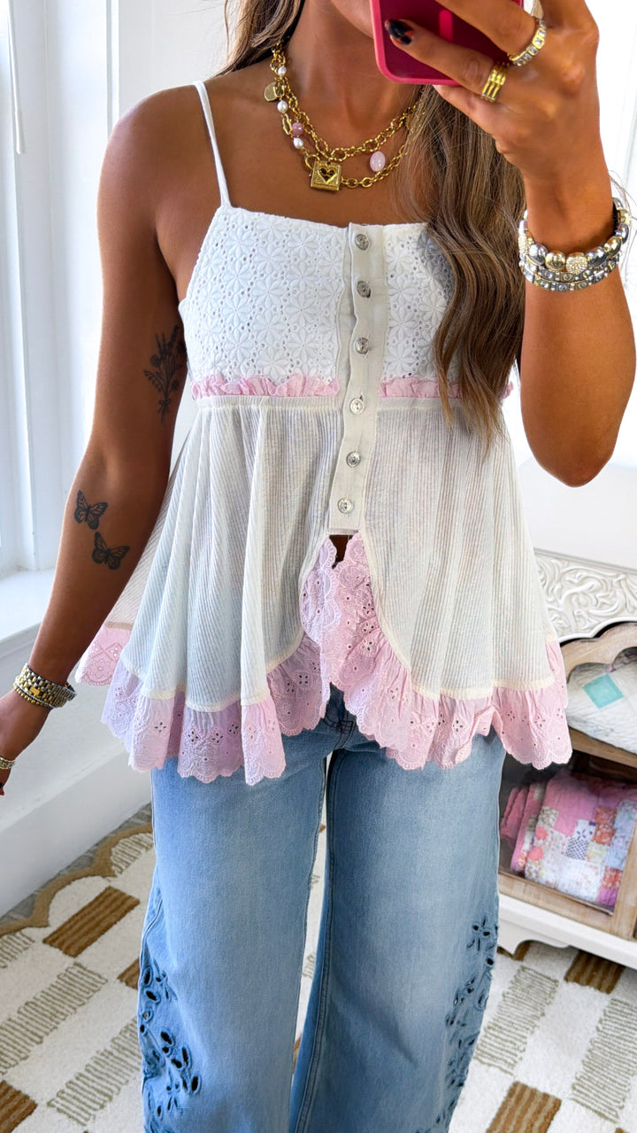 Cielo Babydoll Tank, Cream