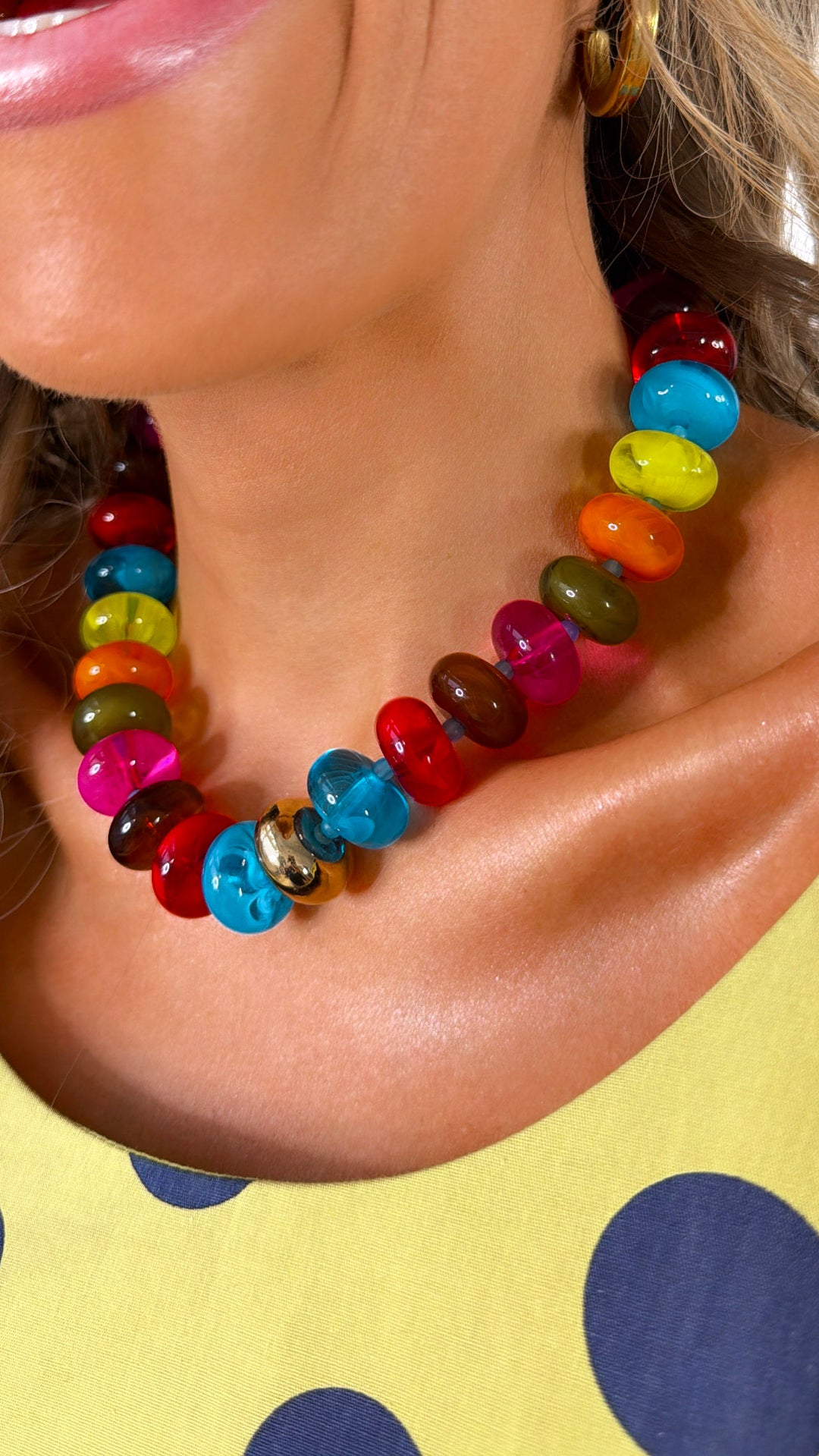 Sugar Beads Multi Necklace, Red Multi