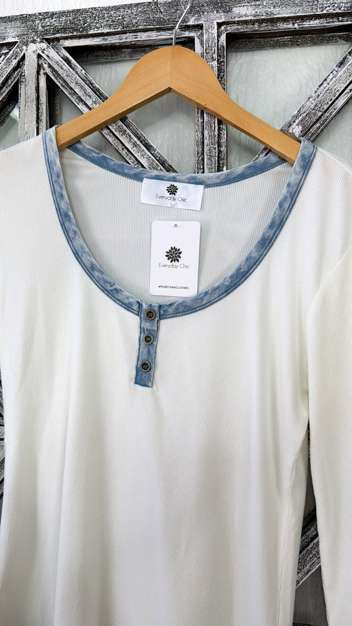 Washed Edge Long Sleeve, Vintage White