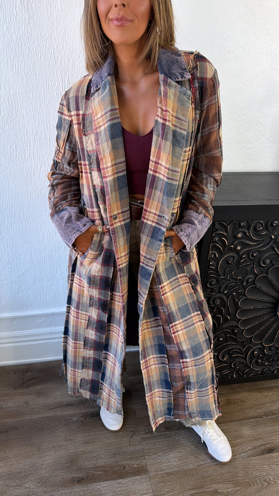 Stop & Stare Washed Plaid Jacket