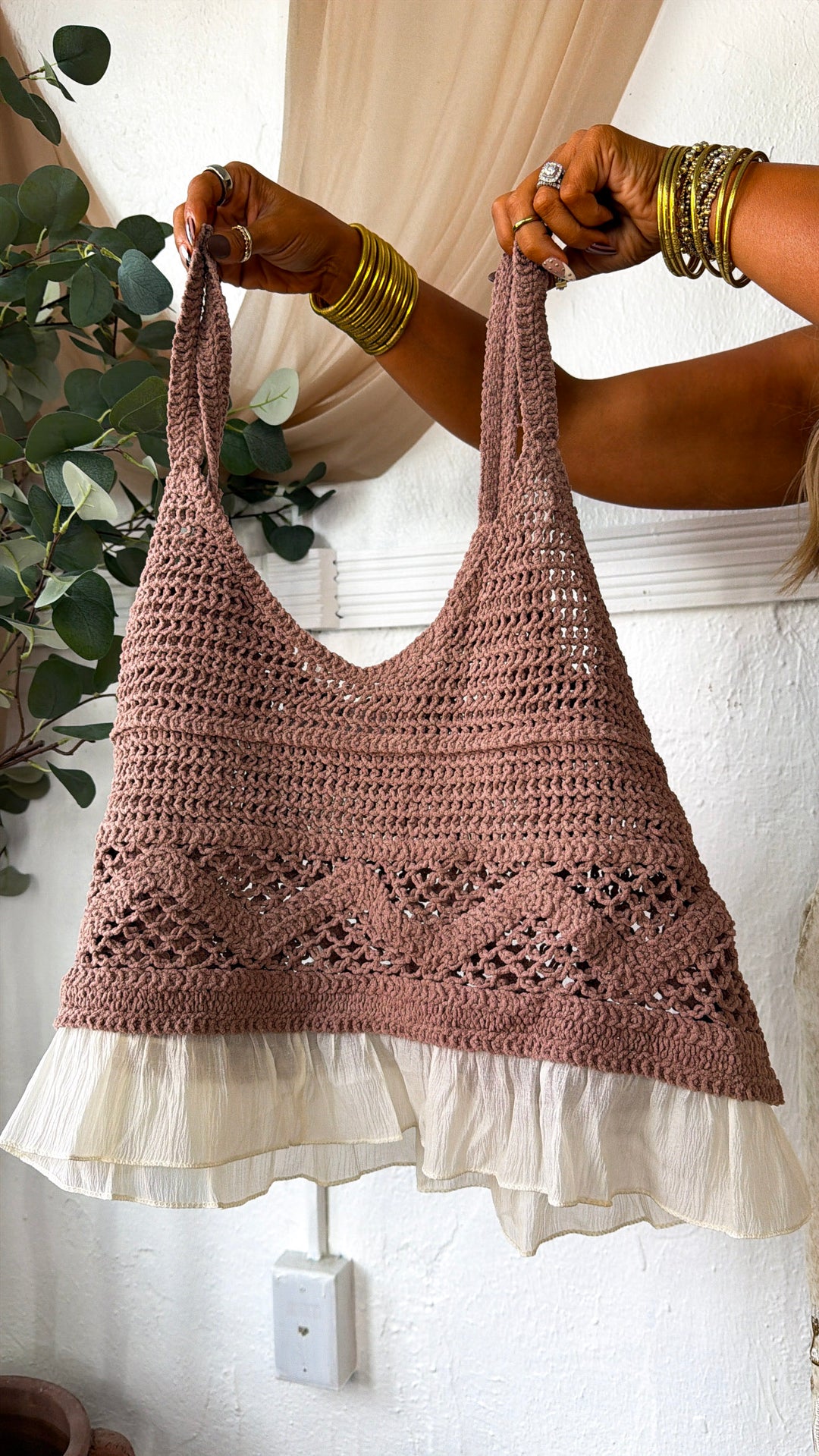 Simply Sweet Crochet Tank, Chocolate
