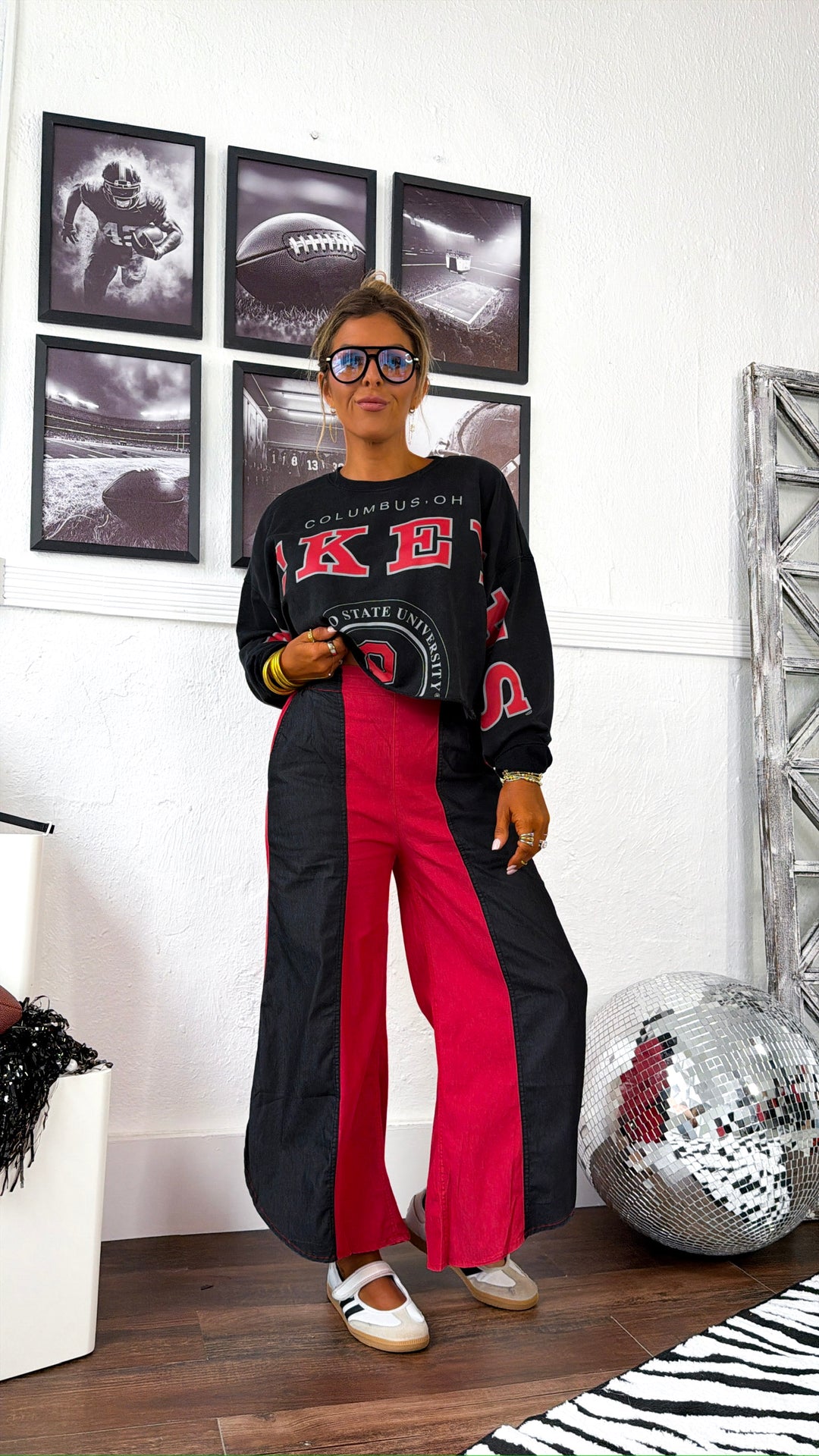 Washed Relaxed Fit Pant, Red/Black