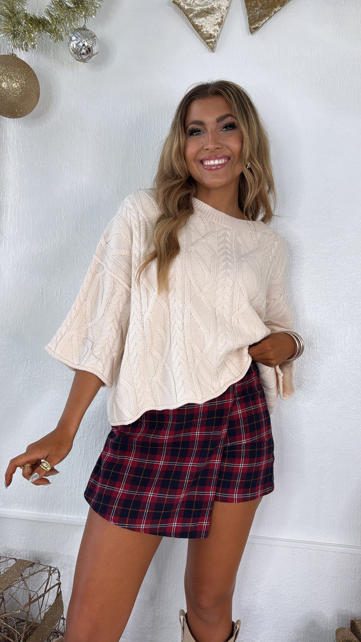 Winter Washed Knit Sweater, Ecru