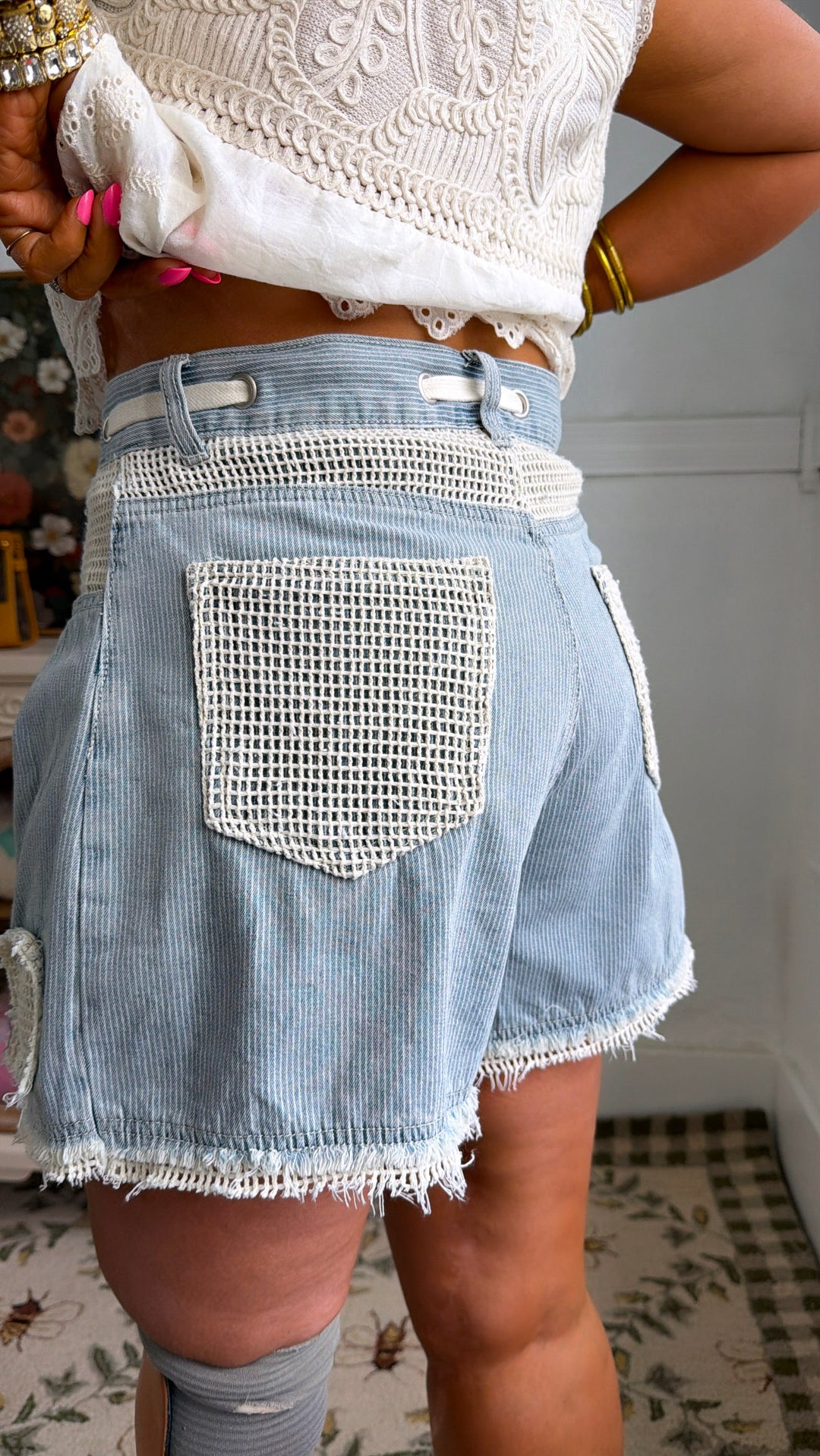 Soft Focus Tie Shorts, Denim