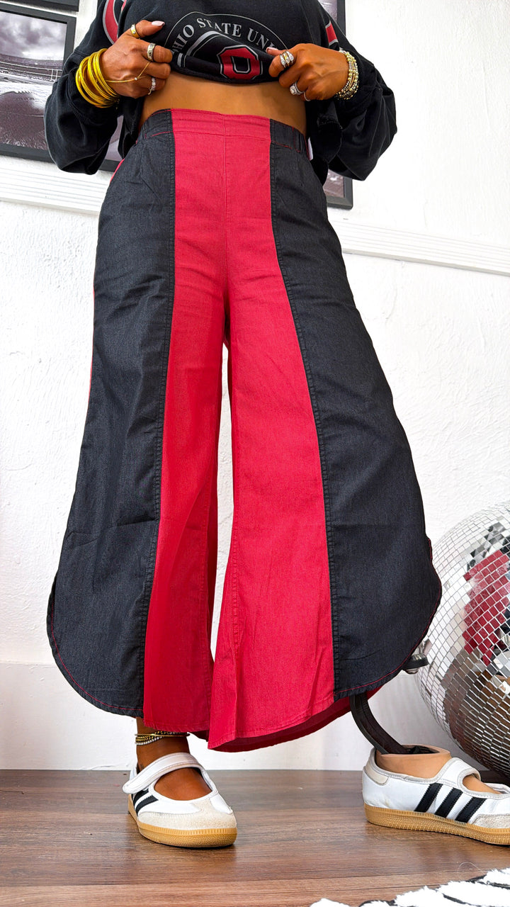 Washed Relaxed Fit Pant, Red/Black