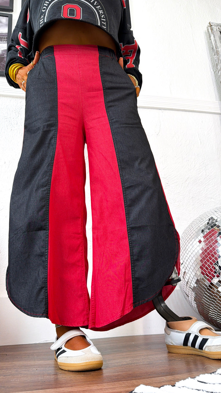 Washed Relaxed Fit Pant, Red/Black