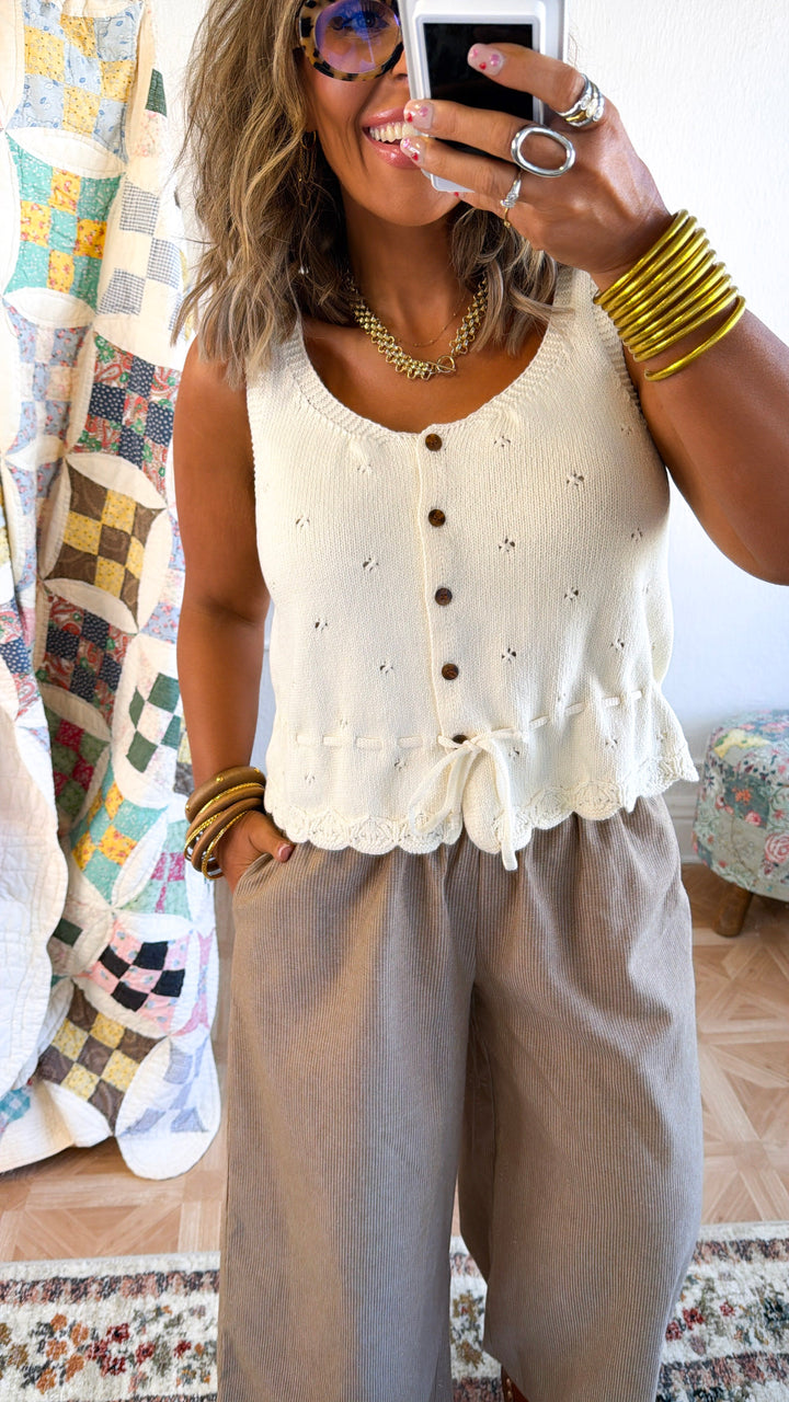 Daisy Ann Sweater Tank, Cream