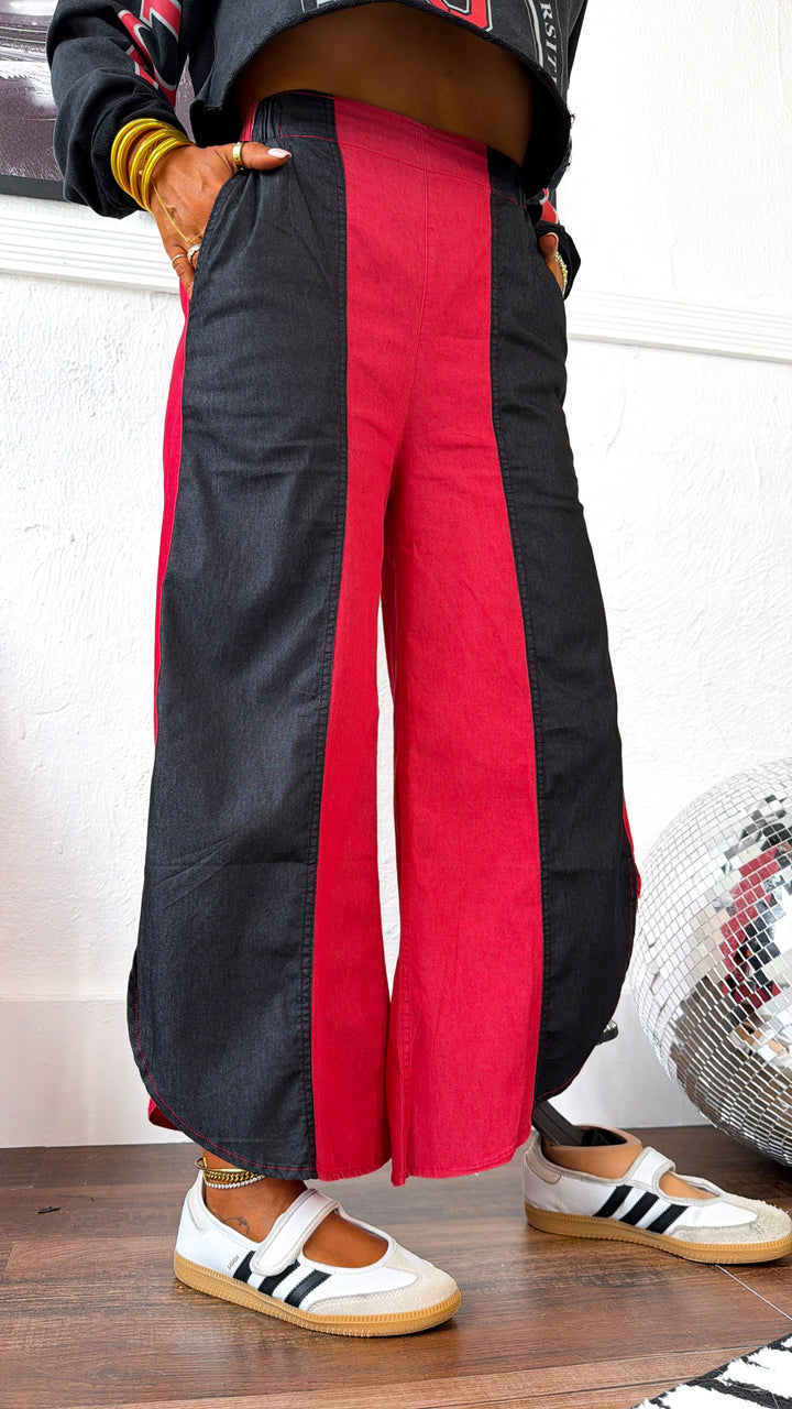 Washed Relaxed Fit Pant, Red/Black
