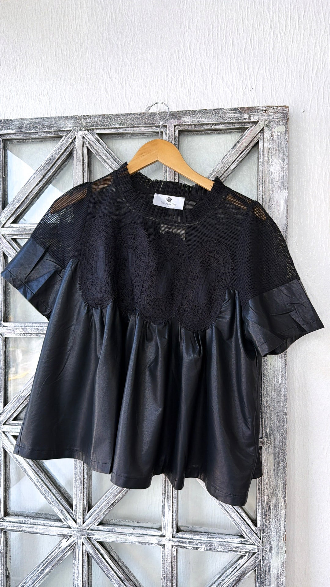 Simply Chic Leather Blouse, Black