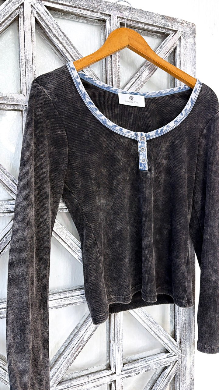 Washed Edge Long Sleeve, Washed Black