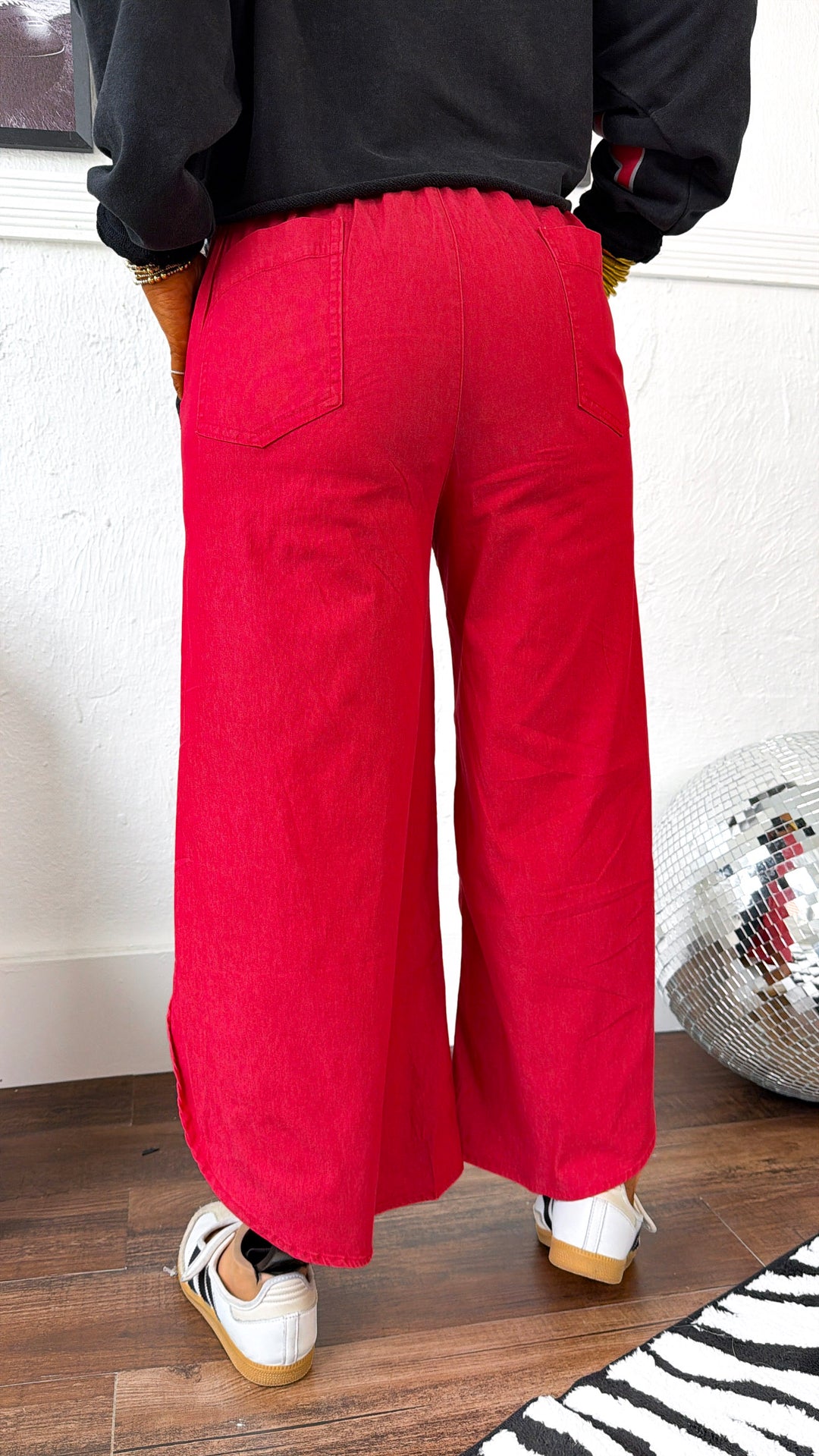 Washed Relaxed Fit Pant, Red/Black