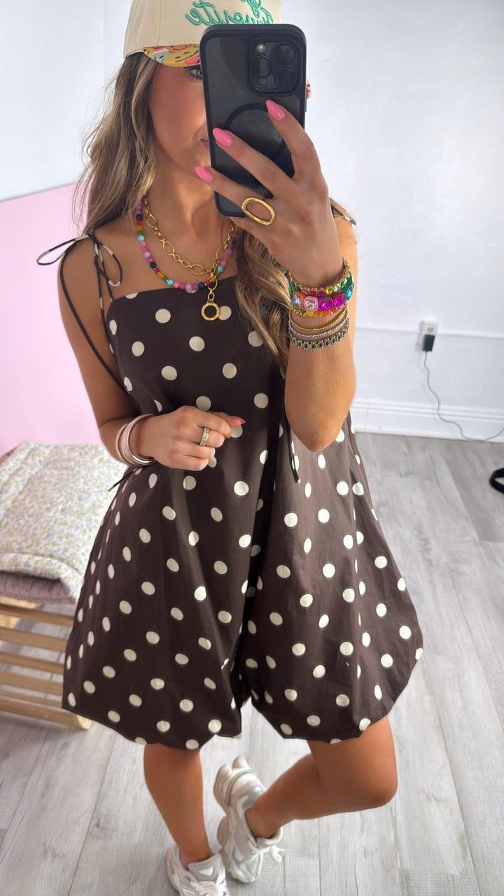 Toasted Honey Polka Dot Dress, Brown
