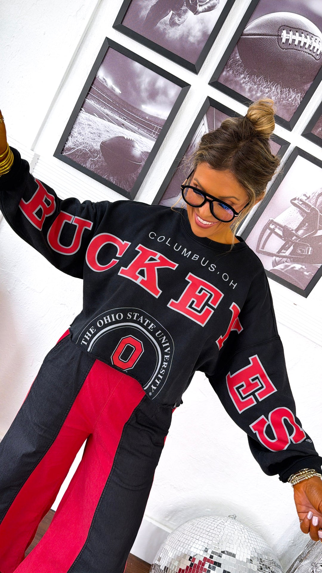 Buckeye Glow Cropped Long Sleeve, Black