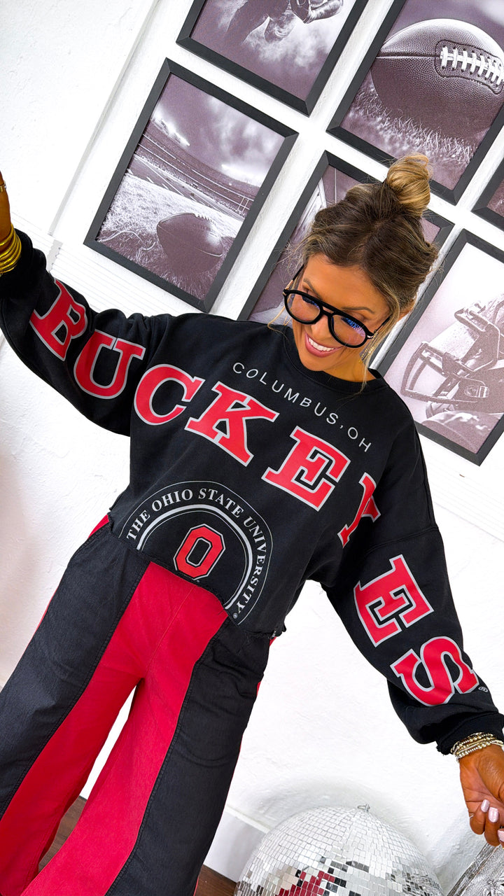 Buckeye Glow Cropped Long Sleeve, Black