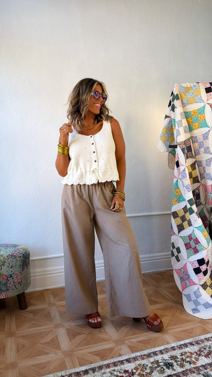 Sun Spotted Pinstriped Pant, Camel