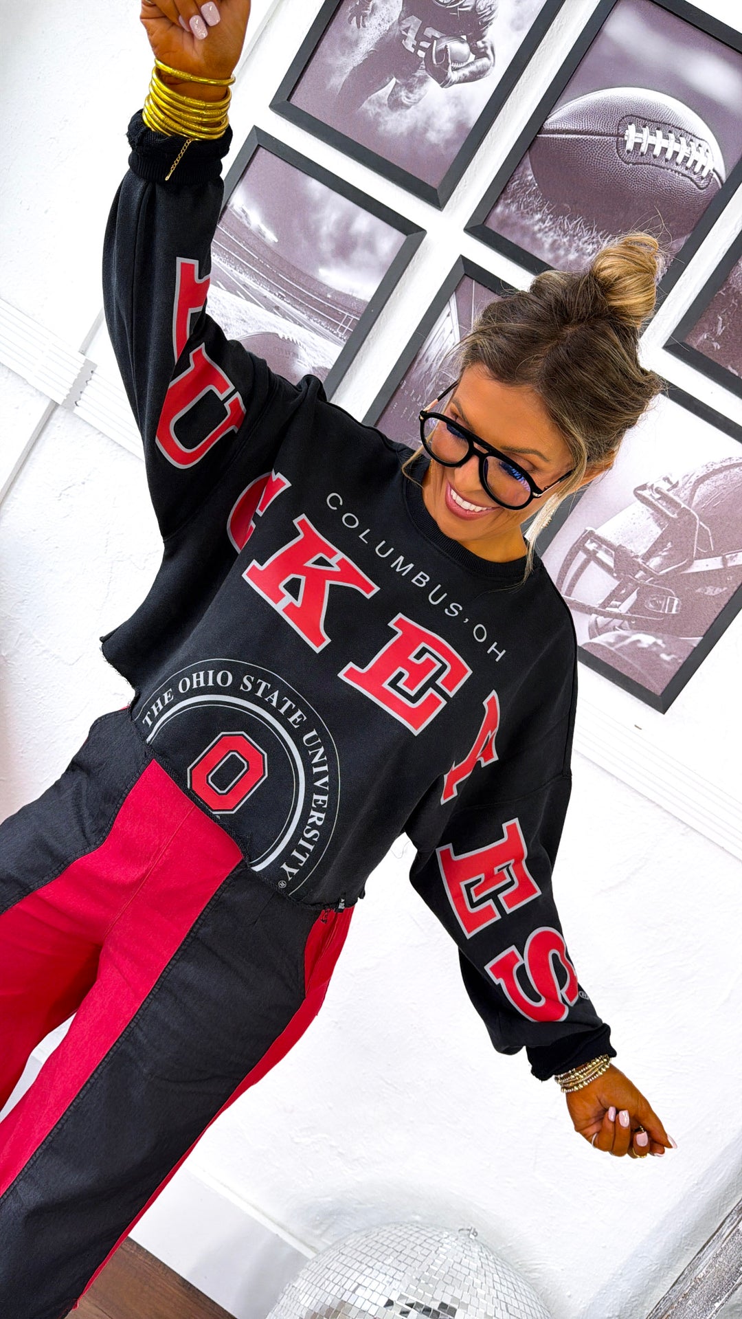 Buckeye Glow Cropped Long Sleeve, Black
