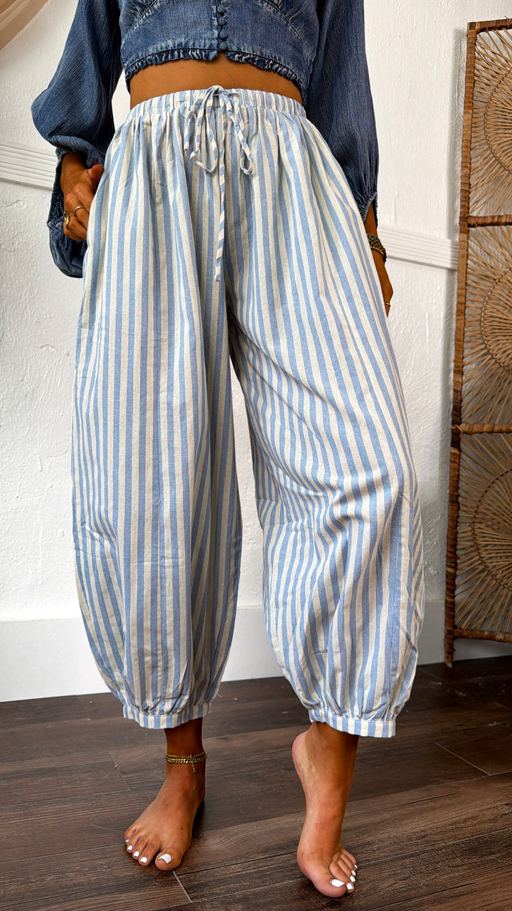 Modern Stripe Jogger Pants, Lt.Blue