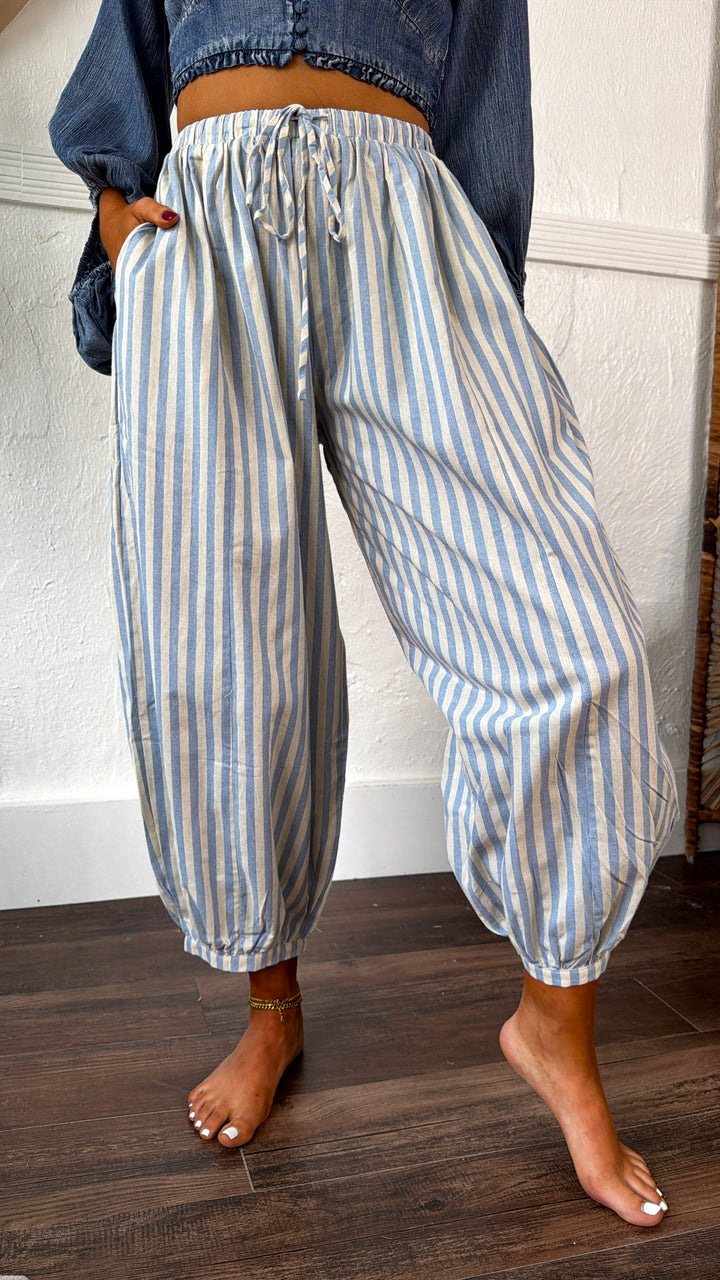 Modern Stripe Jogger Pants, Lt.Blue