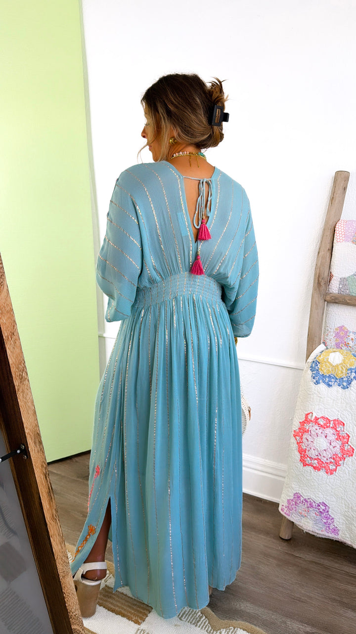 Oceana Detailed Maxi Dress, Lt. Seafoam