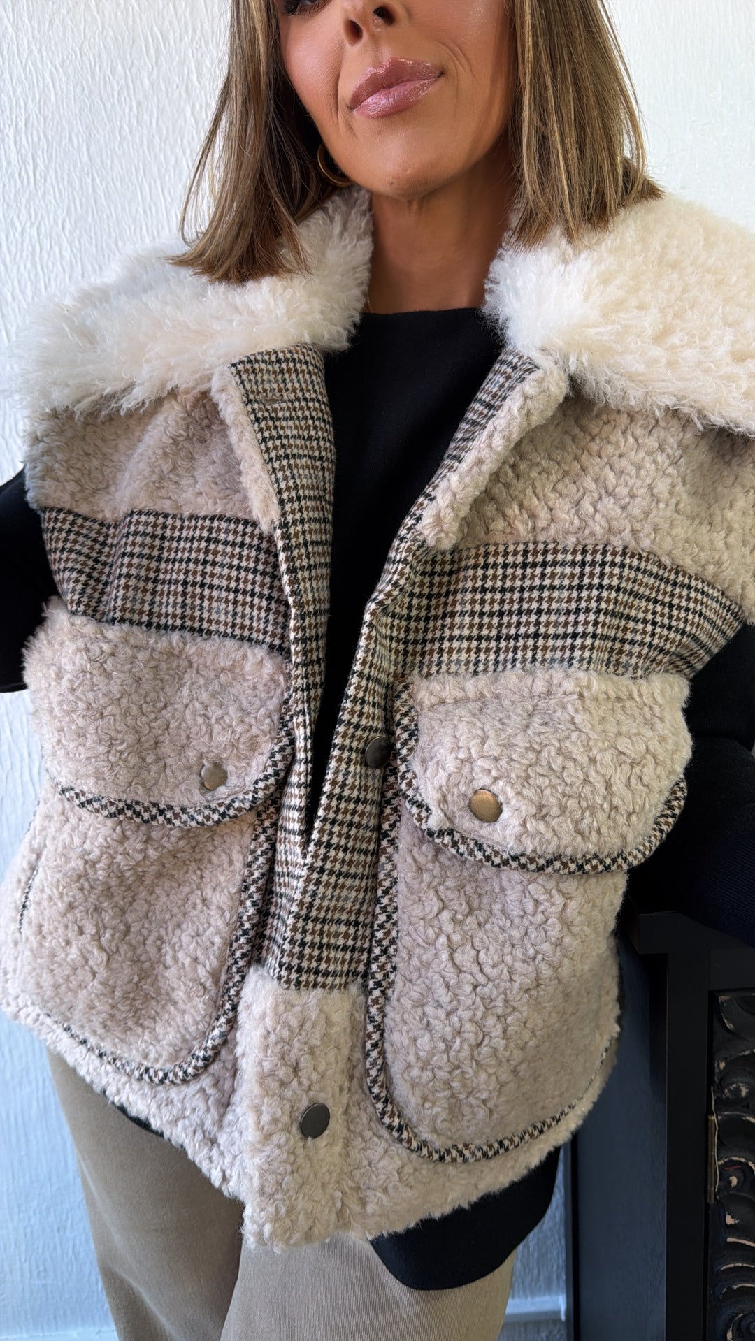 Mileigh Sherpa Vest, Tan