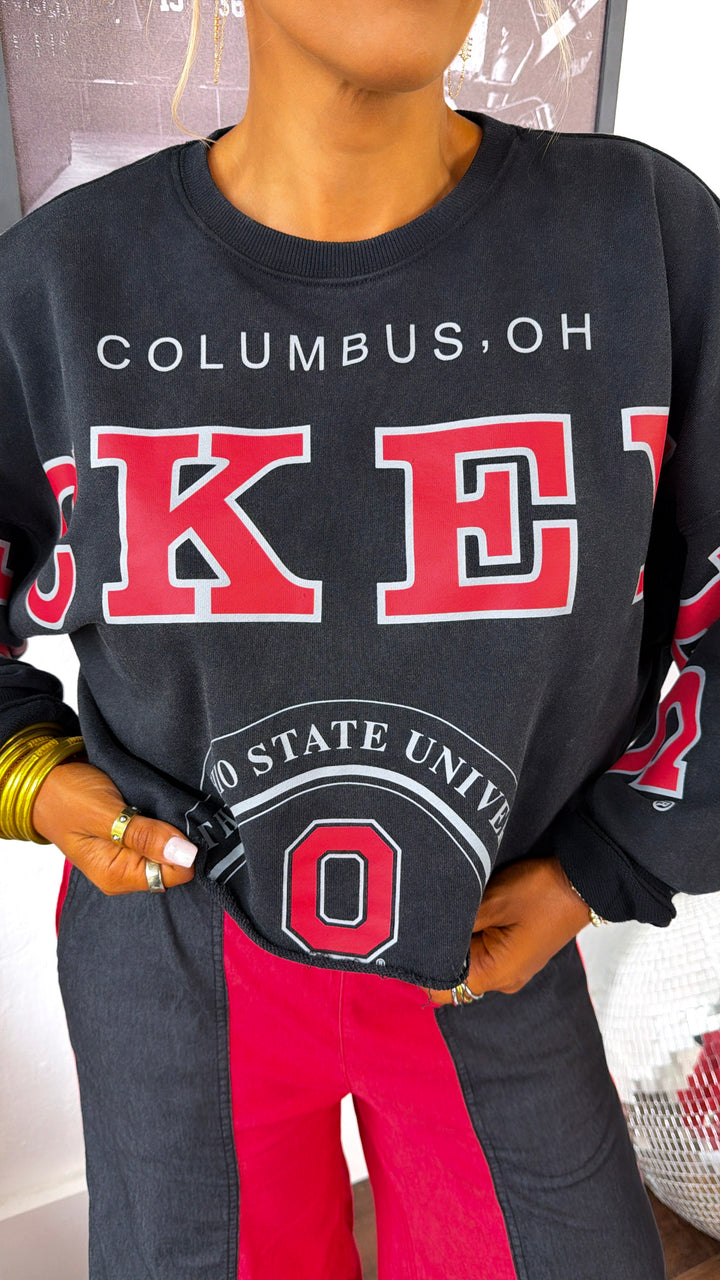 Buckeye Glow Cropped Long Sleeve, Black