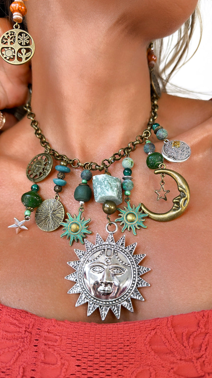 Day & Night Bronze Charmed Necklace