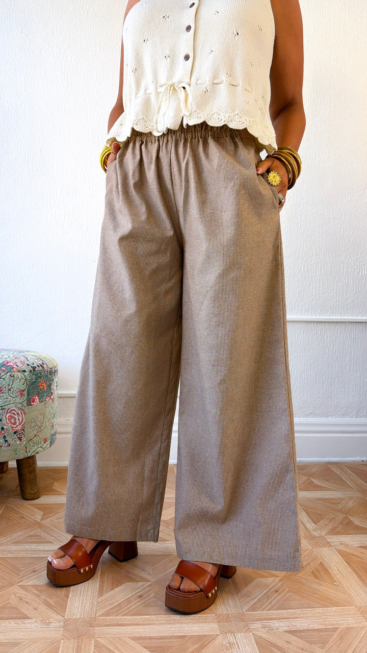Sun Spotted Pinstriped Pant, Camel