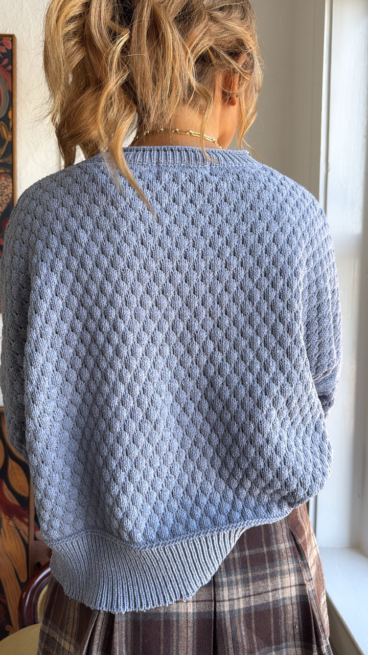 Frosted Weave Textured Sweater, Cloud Blue
