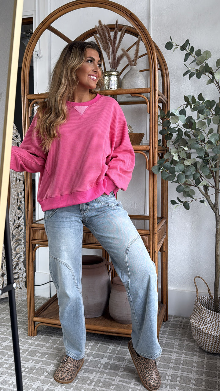 Sunday Ease Striped Top, Mocha/Punch