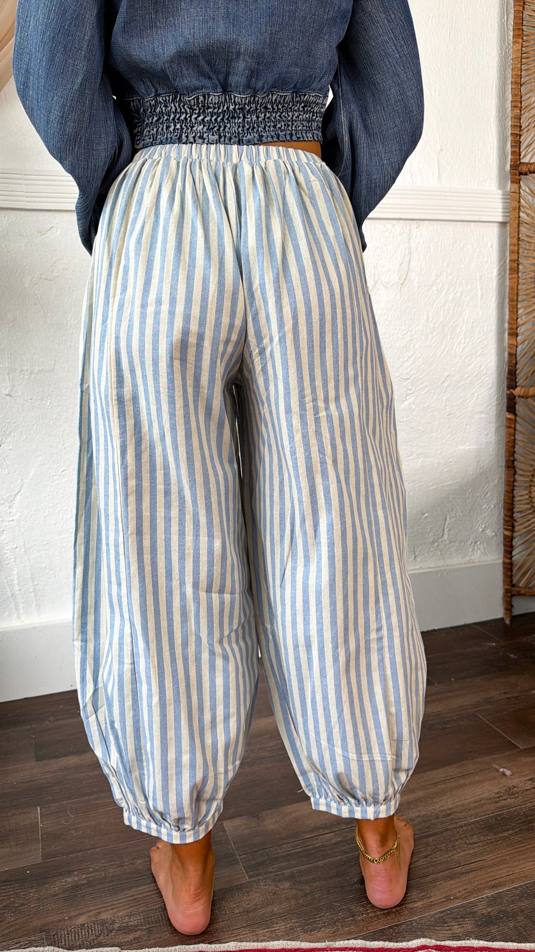Modern Stripe Jogger Pants, Lt.Blue