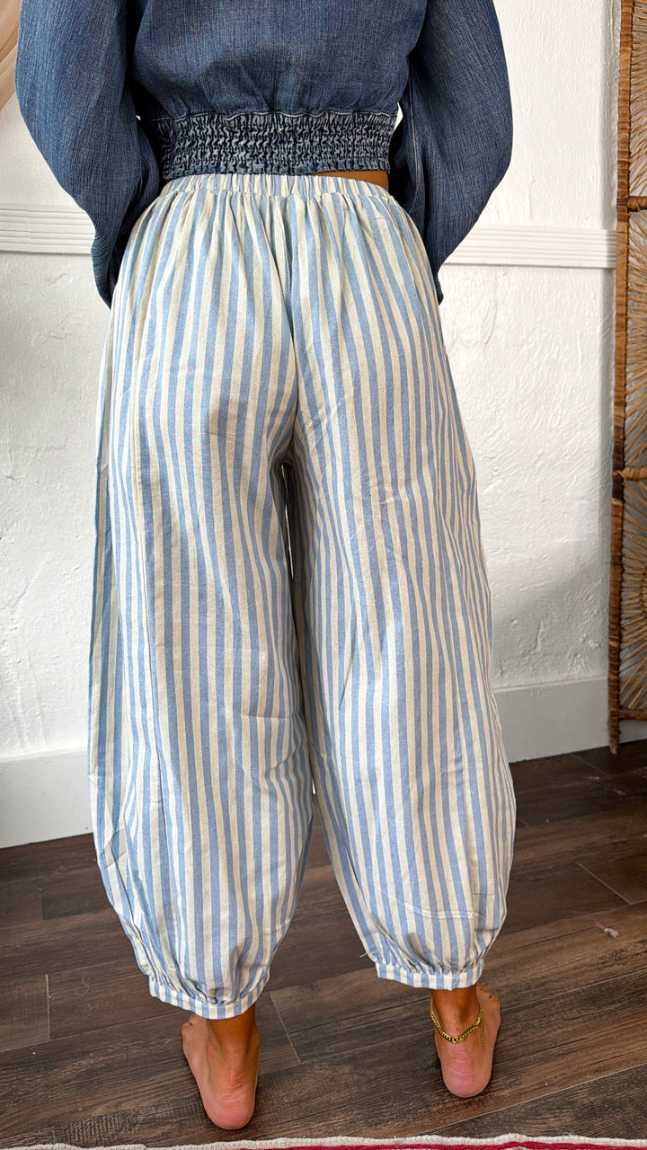 Modern Stripe Jogger Pants, Lt.Blue