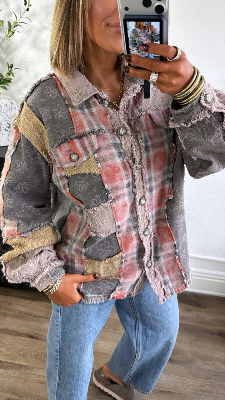 Maple & Threads Jacket, Black Denim Multi