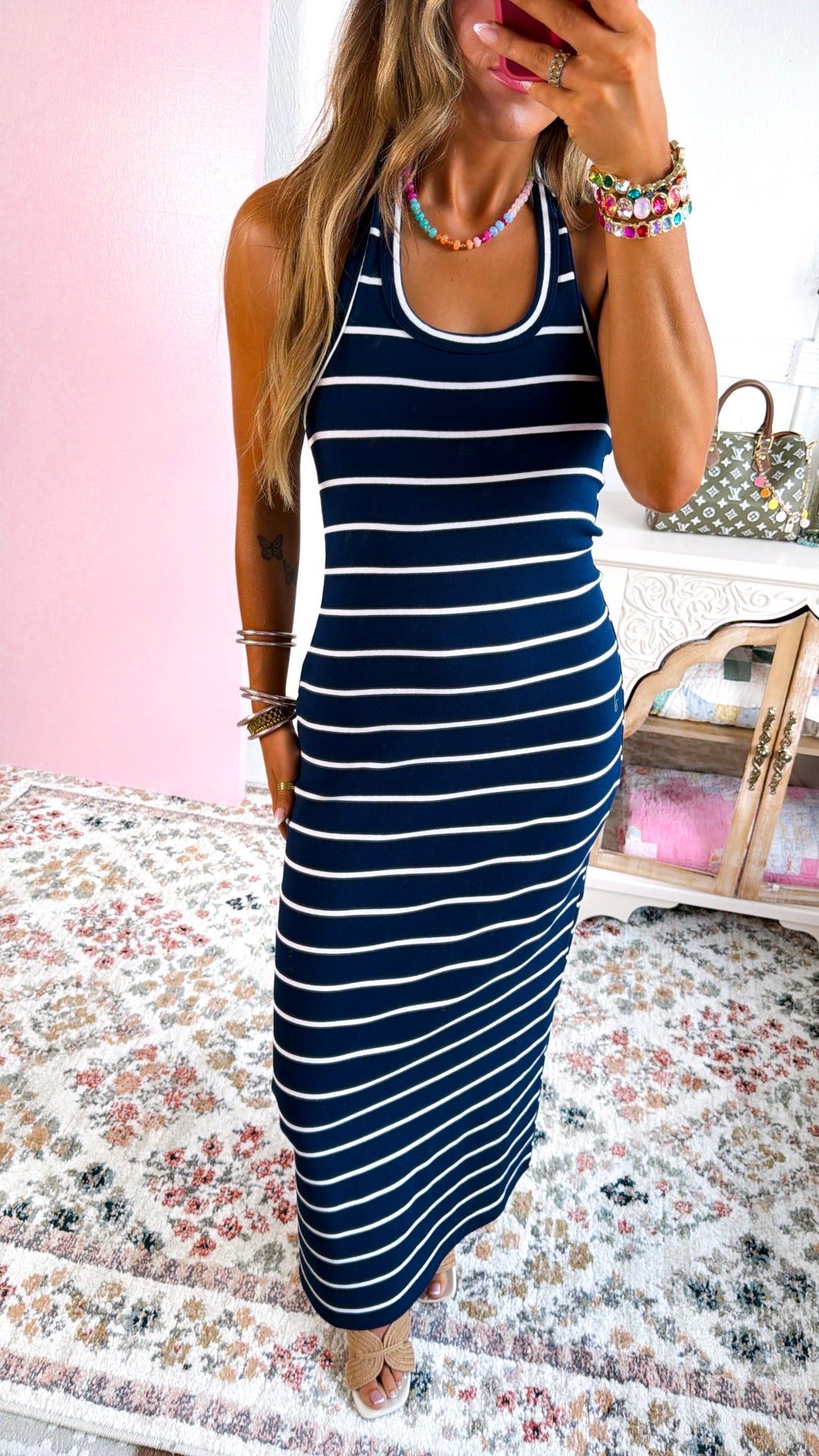 Midnight Skies Halter Dress, Navy
