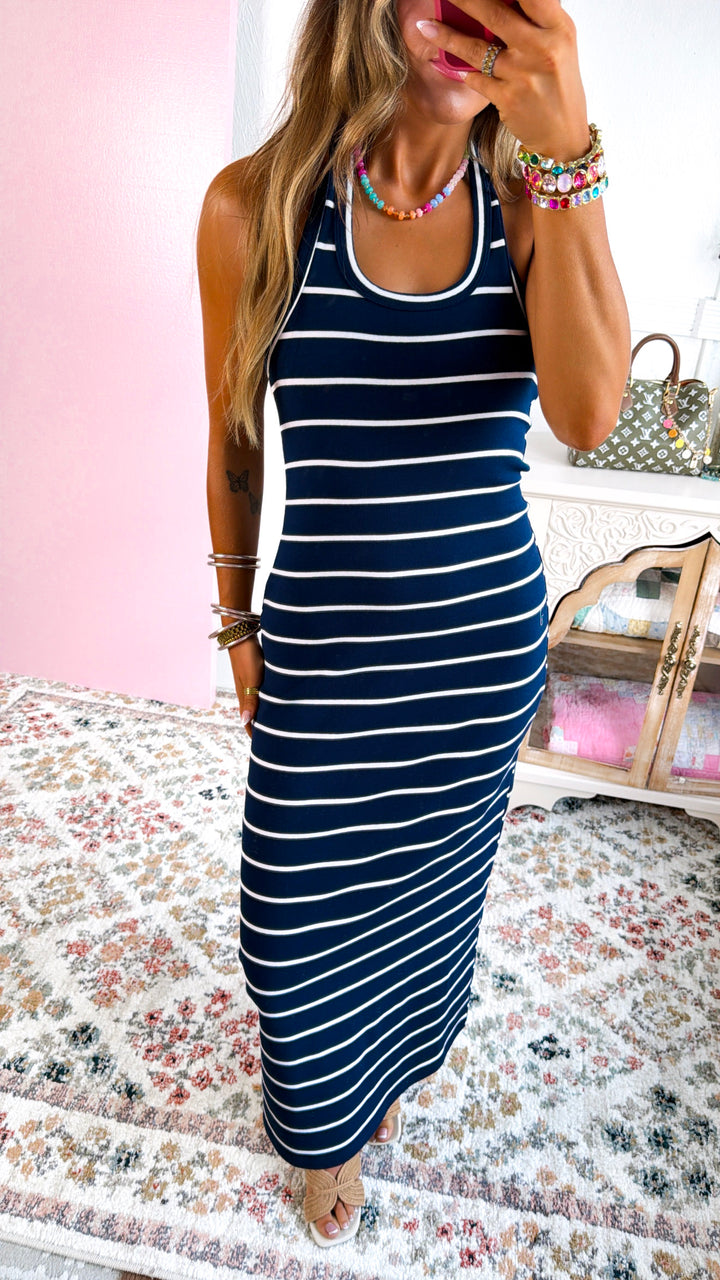 Midnight Skies Halter Dress, Navy