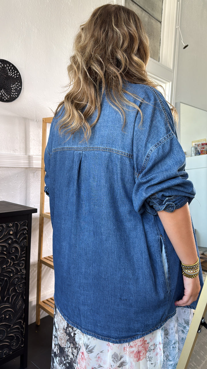 Cowboy Classic Denim Button Up, Risen Dark Wash