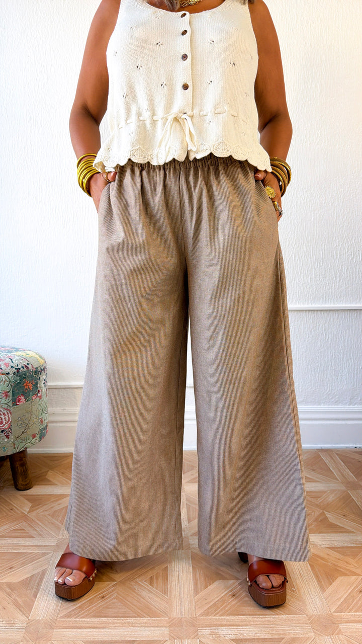 Sun Spotted Pinstriped Pant, Camel