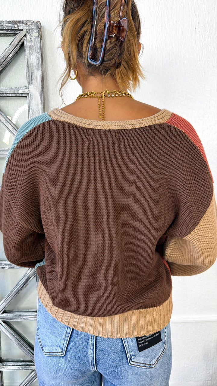Soft Frame Knit Cardigan, Blue Multi