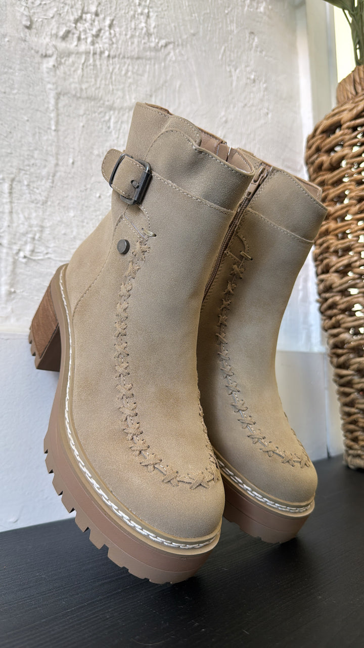 Ridge Platform Buckle Bootie, Sand
