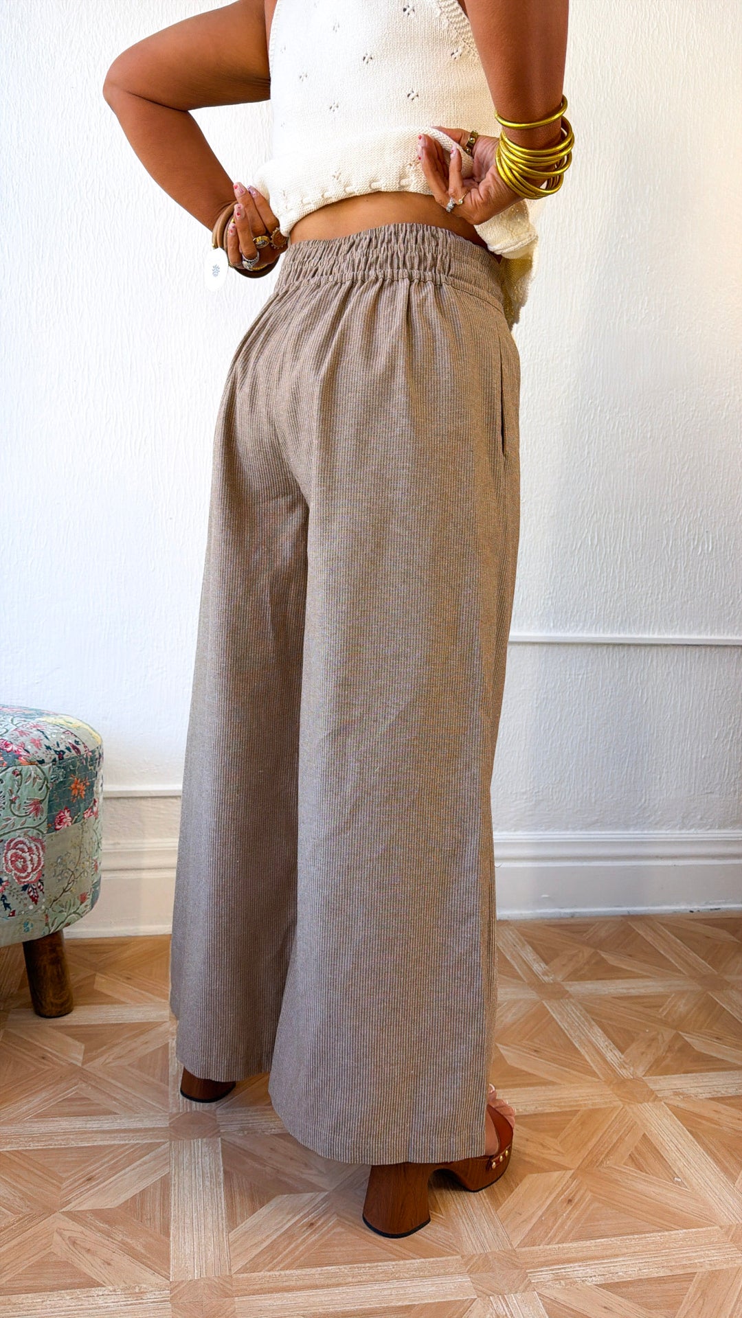 Sun Spotted Pinstriped Pant, Camel